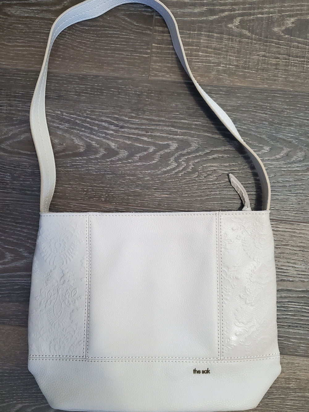 The Sak White Embossed Leather Shoulder Bag